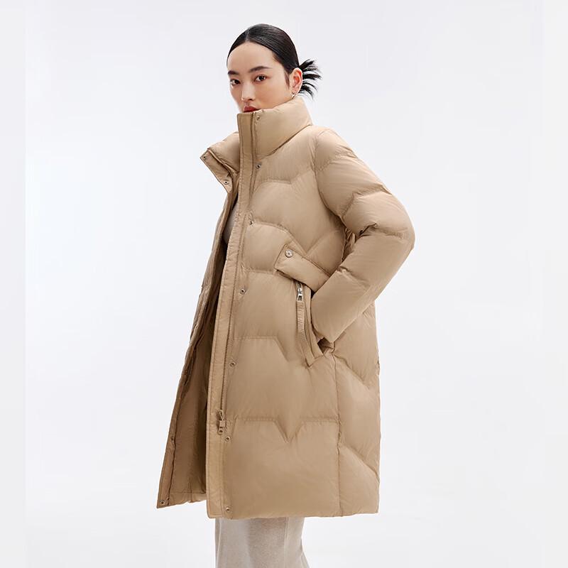 Qianrengang Women's Mid-Length Stand Collar Down Jacket