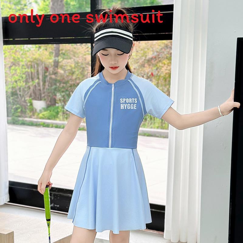 Childrens Onepiece Swimsuit Girls Conservative Bathing Suit With High Elasticity For Water Sports