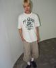 TRAVEL Field Stamp Pigment Short Sleeve T-Shirt Cream