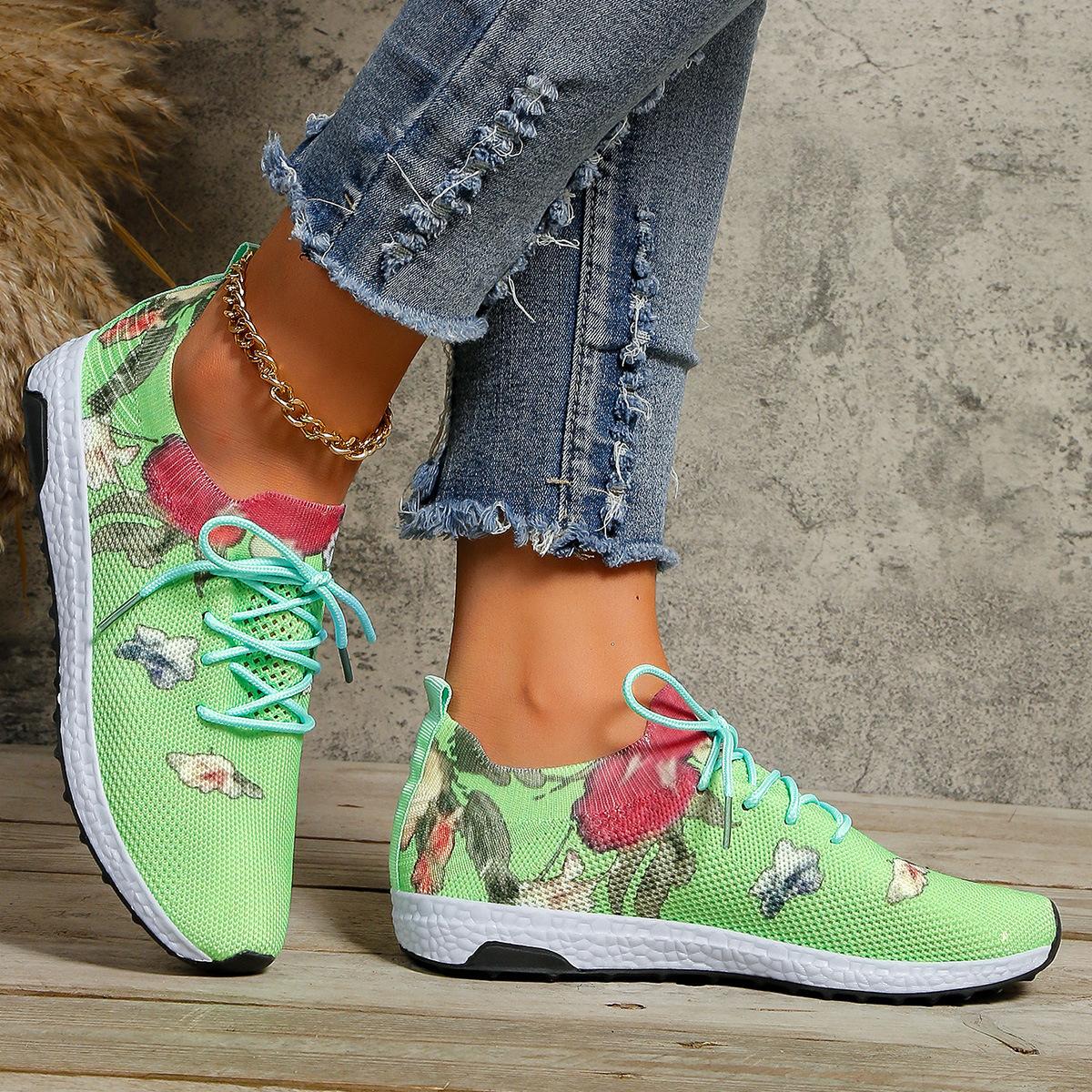 

Кроссовки женские большие сетчатые кроссовки женские легкие многоцветные принтованные повседневные туфли женские 43