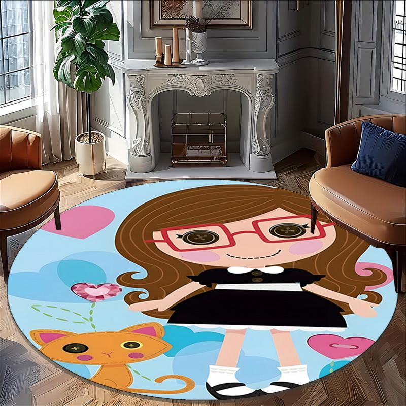 1pc Lalaloopsy4 Design Printed Area Round Carpet for Bedroom Living Room Home Decor Rugs Mat Non Slip Mat Rug for Bedside