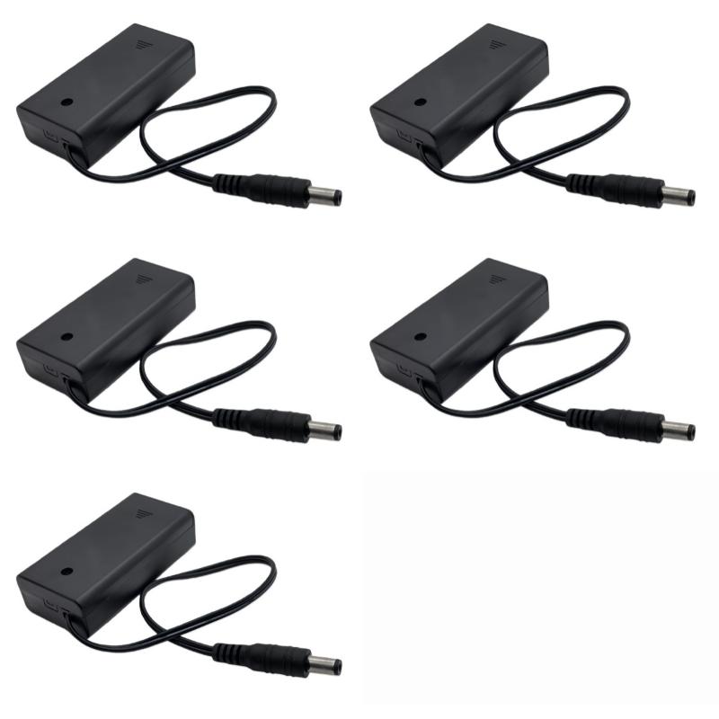 1/5Pcs Dc 5.5X2.1Mm Plug Aa 2X Slot Battery Holder Case 3V Aa Battery Box With Switch And Cover Diy Accessories