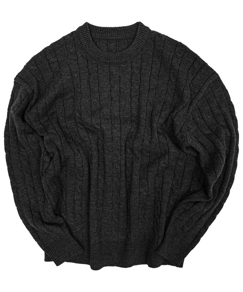 Nasyujeueol Usual Round Cable Knit [Charcoal]