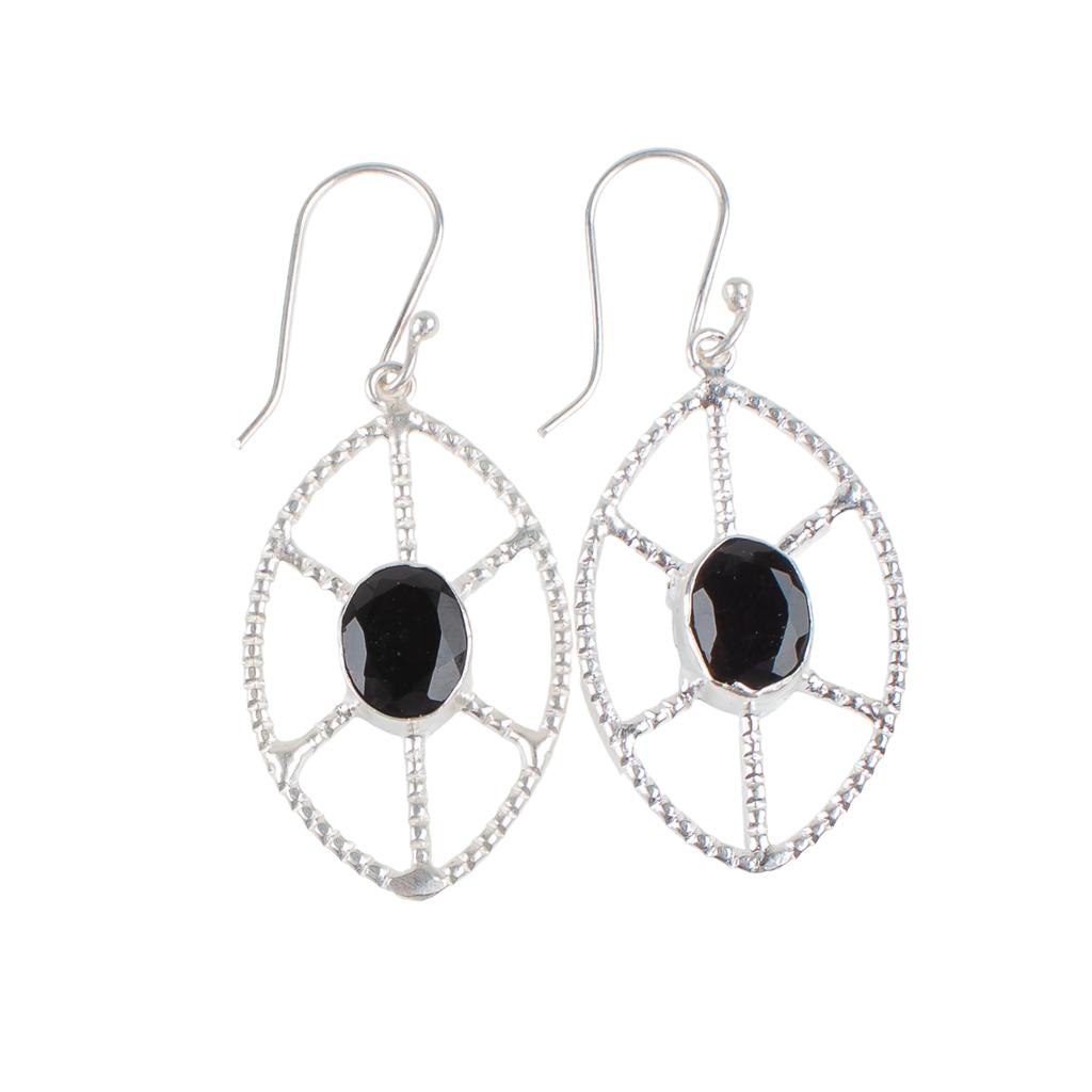 Black Onyx Gemstone 925 Sterling Silver Jewelry Handmade Dangle Earrings 2.00" EE-48-15
