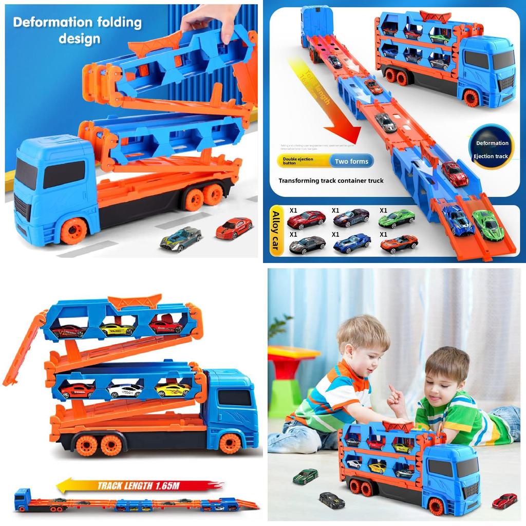 Childrens Large Track Car Set With Collapsible Metal Vehicles For Indoor Play And Development