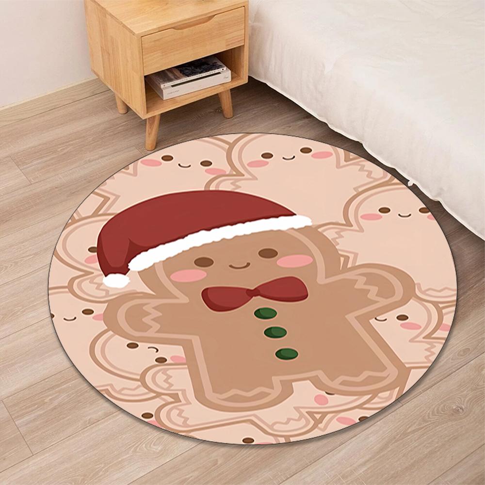 Christmas gingerbread man Printed Round Rug Carpet Chair Rug Area Rug Entryway Doormats,for Office Chair Living Room Bedroom Kitchen Room.