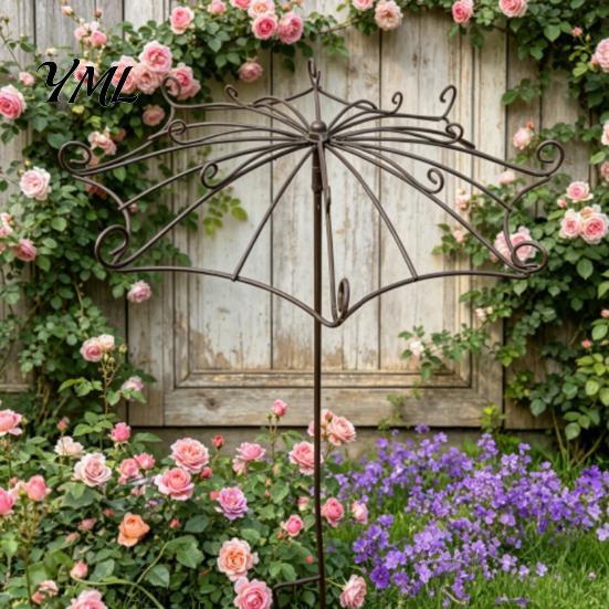 Piquet de Support de Plante Résistant aux Intempéries Parapluie Vintage Treillis de Jardin, Support Métallique pour Plantes Grimpantes, Forme Treillis Facile à Installer pour Plantes Grimpantes Roses Clématites,