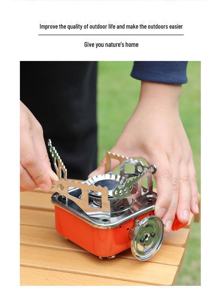 Windproof Portable Camping Gas Stove - Foldable High Power Square Design