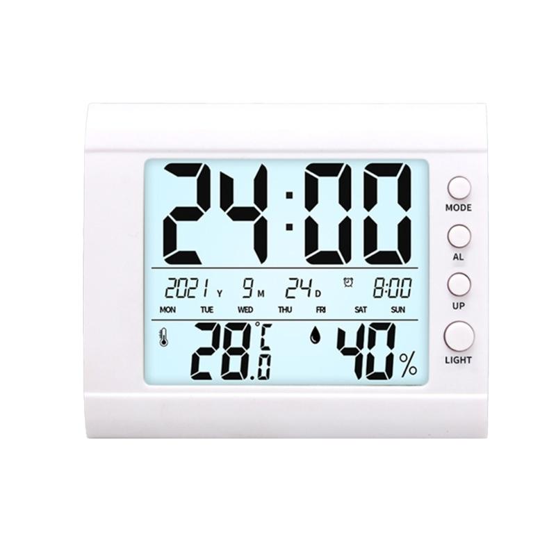 

Цифровые настенные настольные часы с температурой, влажностью, датой, неделей, большим ЖК-дисплеем, работающим от батареек, будильник для спальни