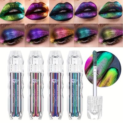 Πολύχρωμο Chameleon Metallic Lip Gloss Liquid Lipstick Σκιά ματιών Ζωντανή φόρμουλα υψηλής χρωστικής μακράς διαρκείας για τα χείλη μάτια και πρόσωπο