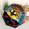 Bunter Baum des Lebens Mandala Regenschirm, Tragbarer 3-fach Regenschirm für Damen & Herren, Weihnachtsgeschenk ES64
