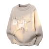 Unisex Knit Sweater Round Neck Long Sleeve Loose Fit Thick Warm Pullover Travel Streetwear