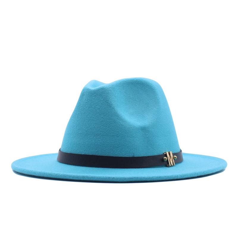 eBay European and American fashion autumn and winter new M belt woolen top hat men's and women's jazz hat