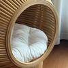 Bamboo Pet Bed for All Seasons Breathable Cooling Small Dog Cat Nest Rattan Cat House Wood Style Pet Furniture for Living Room