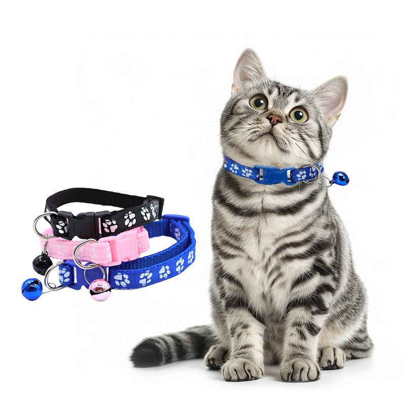 1.0 Pet Footprint Patch Collar, Dog Neck Collar, Cat Bell Collar
