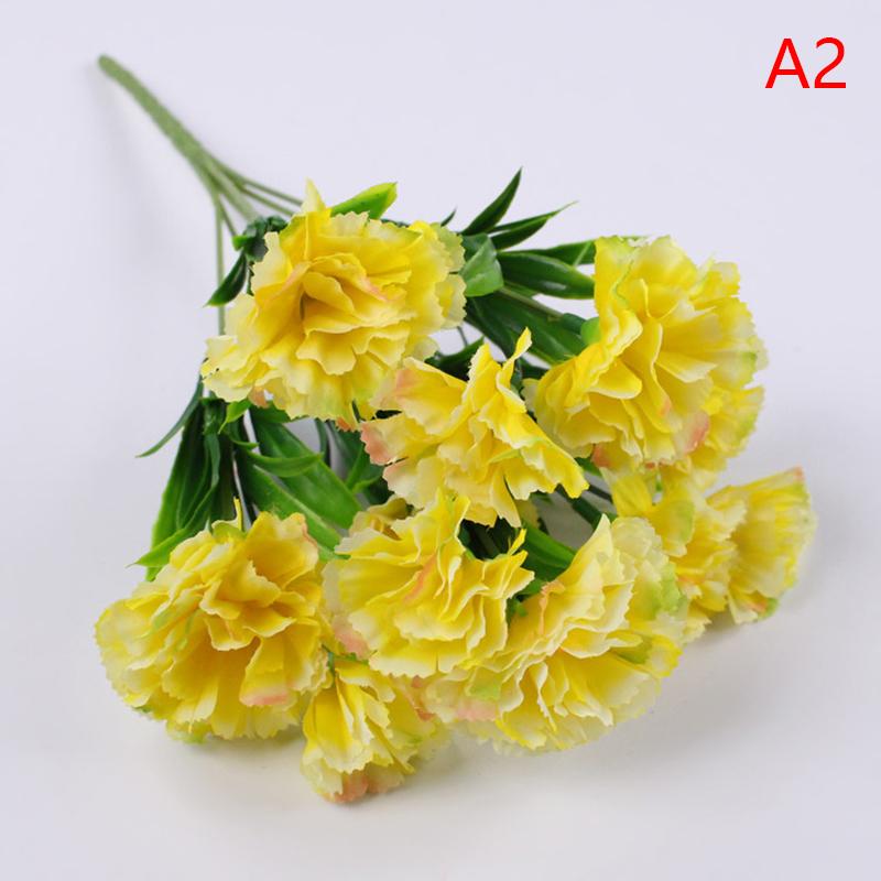 10 Heads Artificial Carnation Home Decoration Multi Color Beauty Silk Fake Flower Especial For Wedding And Festival Decoration