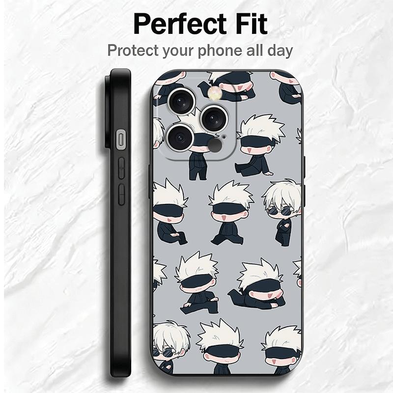 Cartoon Cute JUJUSU Anime Soft Phone Case for iPhone 16 16E 17 Air 15 Pro Max 14 Plus 13 Mini 11 12 7 Black Cover Back Shell