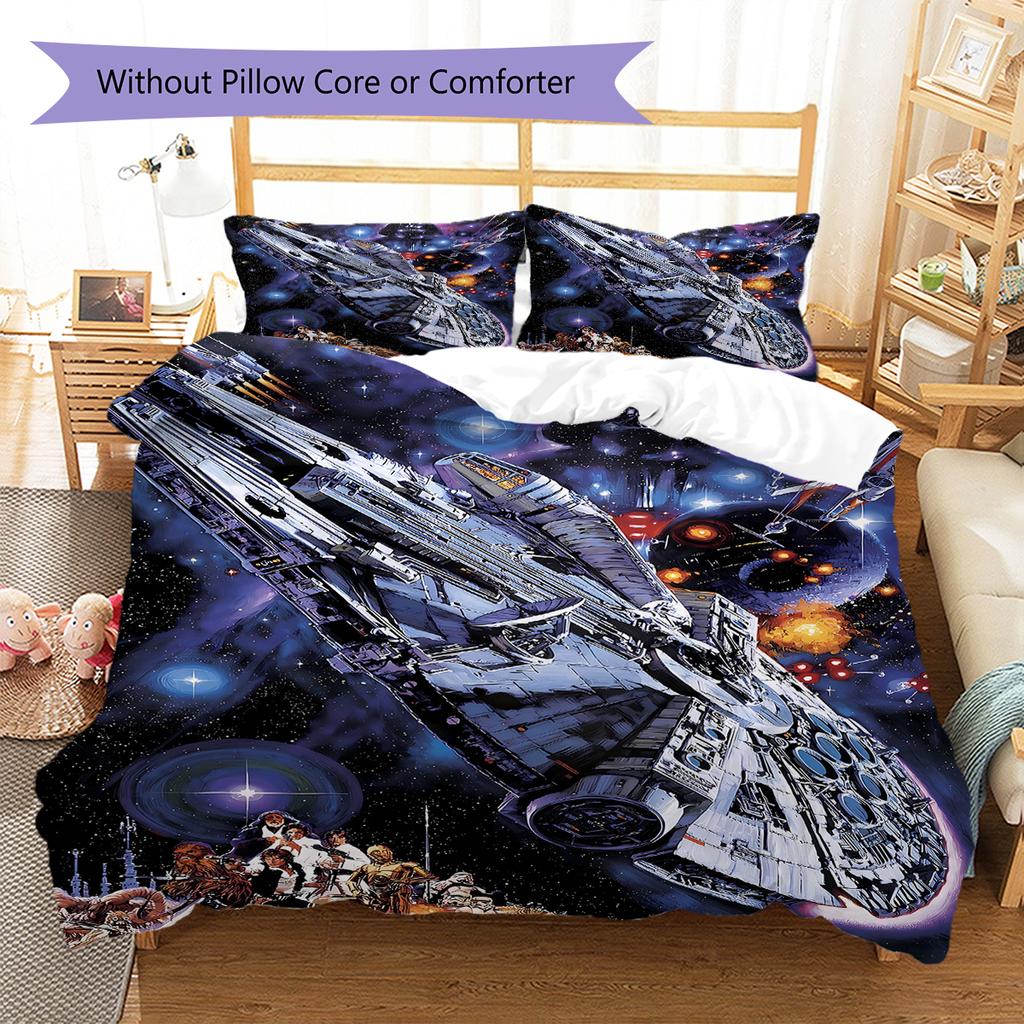 Set cu cuvertură și fețe de pernă cu model Space Opera Decorațiune pentru casă Cadou (1 * husă de pilotă + 2 * fețe de pernă, fără miez)