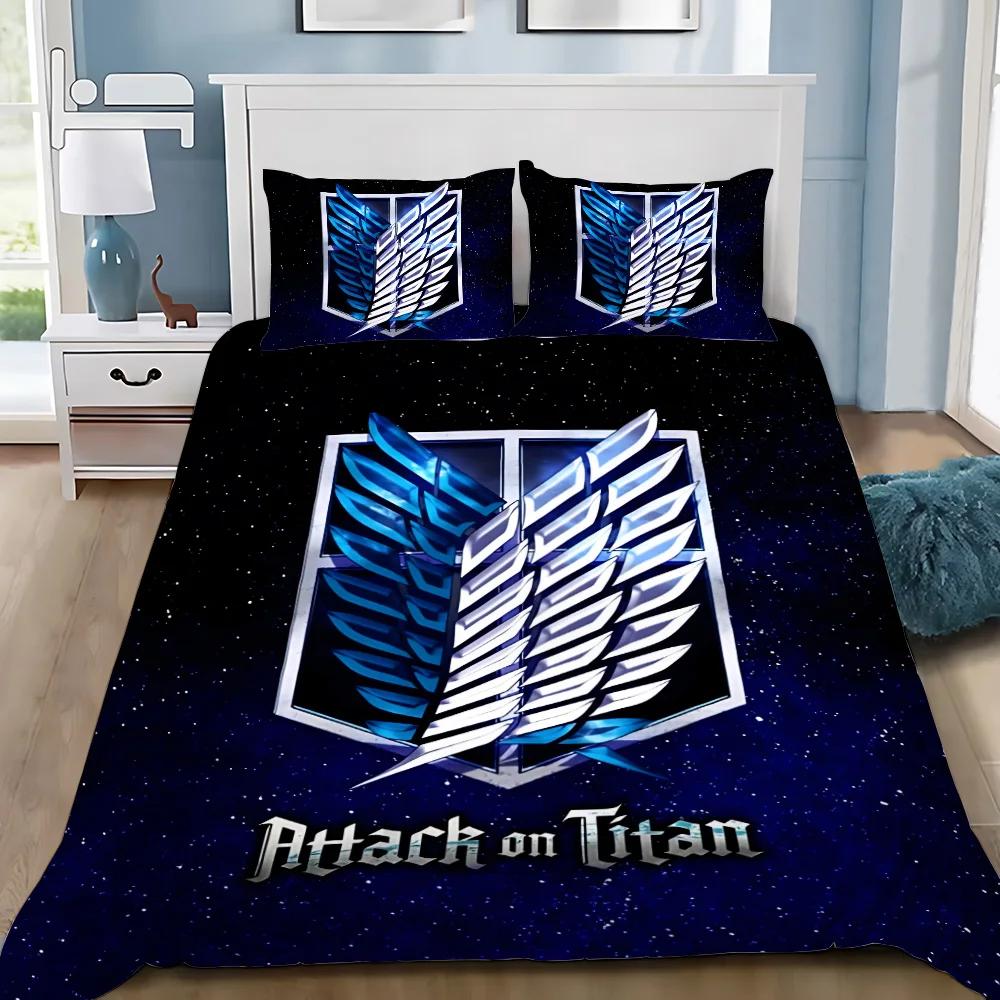 Cartoon Anime Attack On Titan Duvet Cover Pillowcase Bedding Set Adult Boy Girl Bedroom Decoration Children Single Double Size