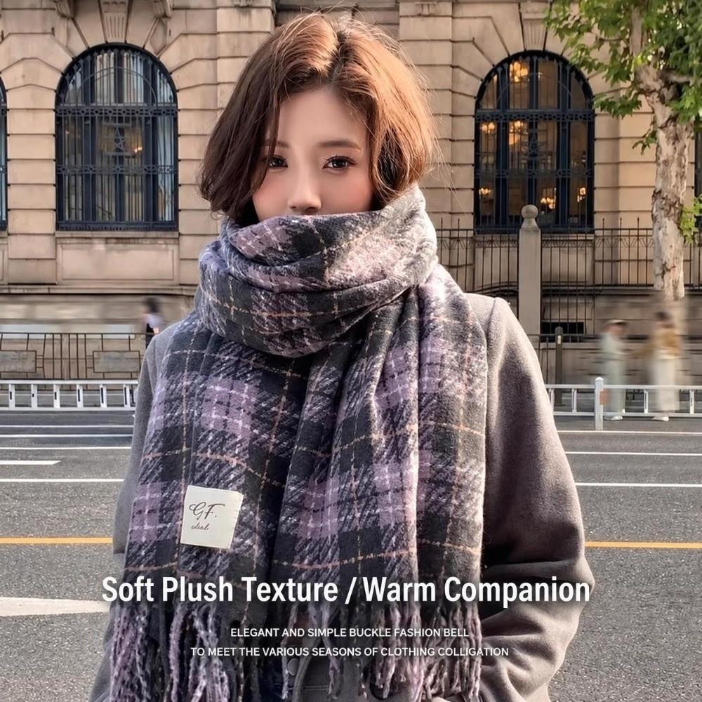 Soft Winter Scarf Thickened Neck Warmer Casual Shawl Wrap for Women