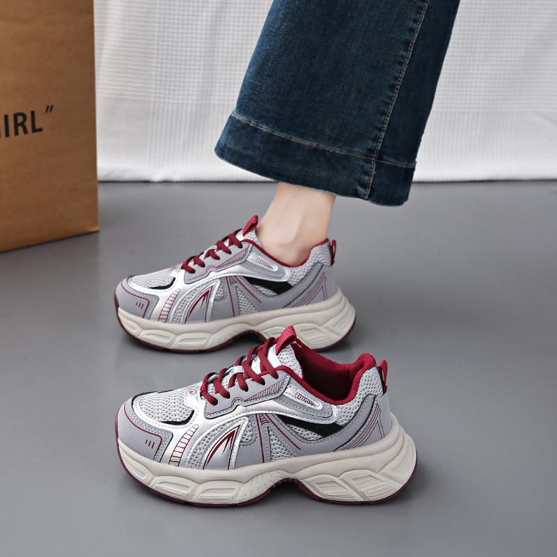 CRLAYDK Summer Women's Chunky Sneakers Mesh Breathable Walking Shoes Fashion Casual Ladies Platform Lace Up Sports Tennis