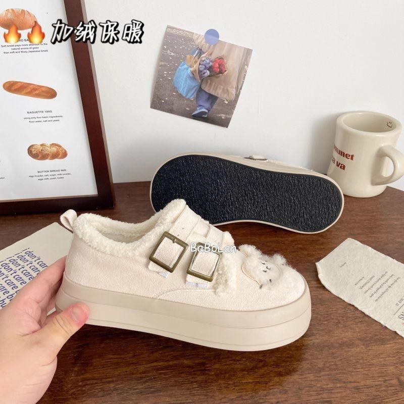 Wasteland wind autumn and winter velvet Velcro 22 new original design niche board shoes student warm cotton shoes