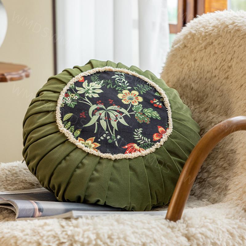 NEW Round Chair Meditation Seat Cushion Chinese Retro Style Floor Mat Cotton Linen Seat Cushion Decor Office Dormitory Cushion 8859₽