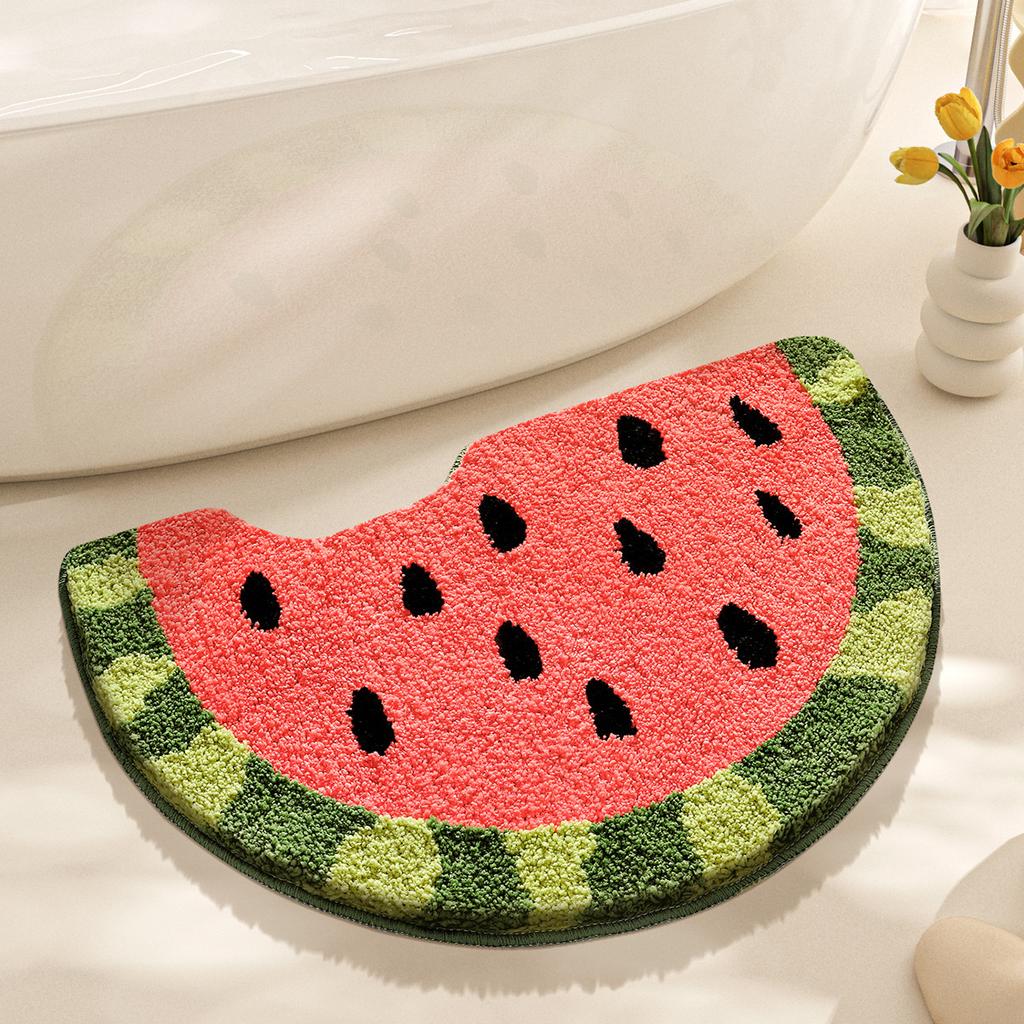2026 Simple Fruit Bathroom Floor Mat Toilet Semicircular Absorbent Carpet Toilet Non-slip Mat Door Mat