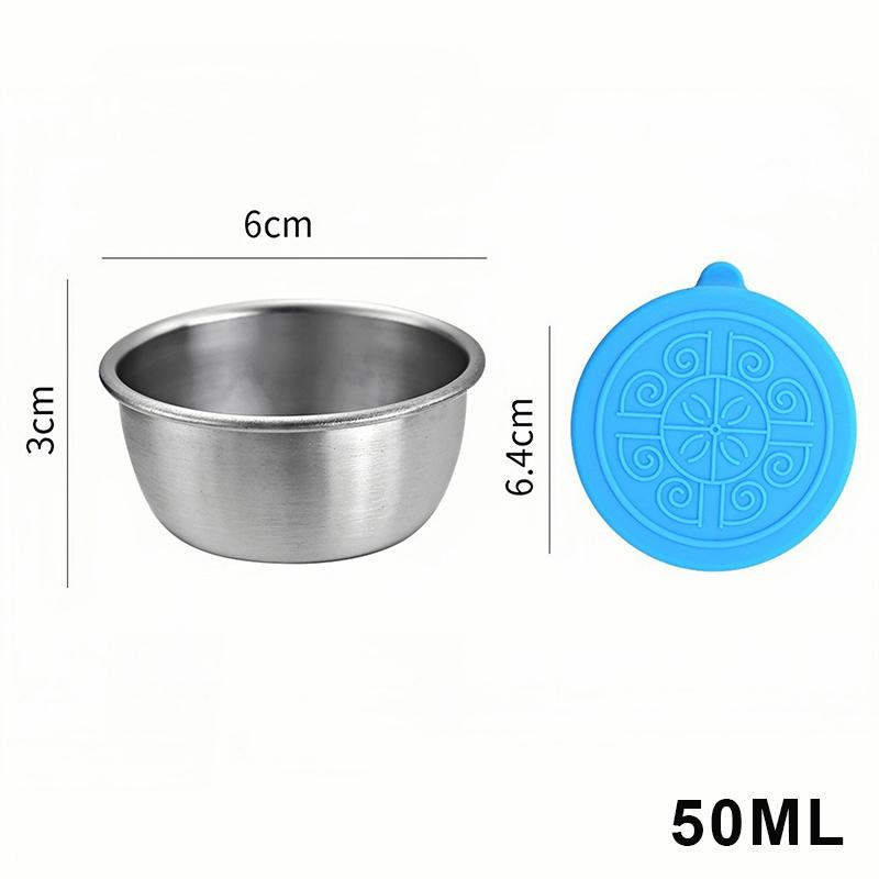 1/6 Piece Stainless Steel Sauce Cup With Lid Leak-proof Salad Dressing Cup Reusable Salad Dressing Container Silicone Lid