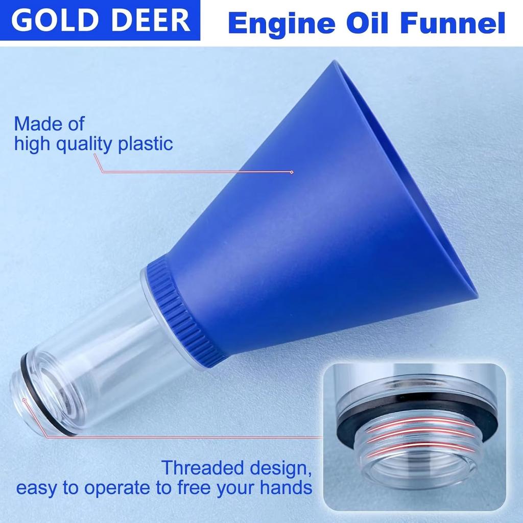 Engine Fuel Funnel, 8" x 4.9" Leak-Proof Spill-Proof PP Fuel Filling Tool with Sealing Rubber Ring