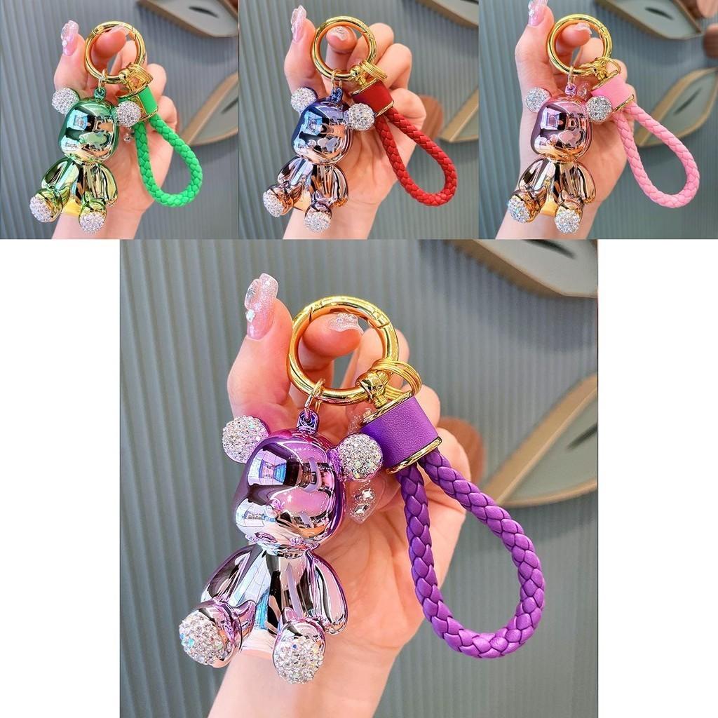 Bear Exquisite Rhinestone Keychain Chic Acrylic Key Holder For Fashionable Women