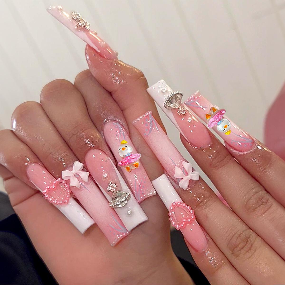 

Pink Heart Magic Castle Nail Art Patches - Cute Sweet Press-On Nails