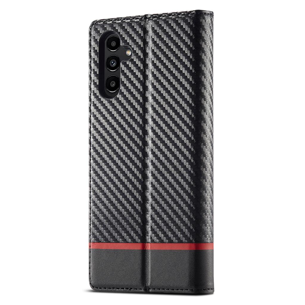 LC.IMEEKE For Samsung Galaxy S23 FE Leather Stand Cover Carbon Fiber Texture Wallet Phone Case