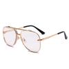 Fashion Pilot Sunglasses Men Women Luxury Brand Metal Big Frame Sun Glasses Vintage Steampunk Square Gradient Lens Eyewear UV400