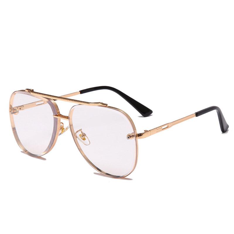 Fashion Pilot Sunglasses Men Women Luxury Brand Metal Big Frame Sun Glasses Vintage Steampunk Square Gradient Lens Eyewear UV400