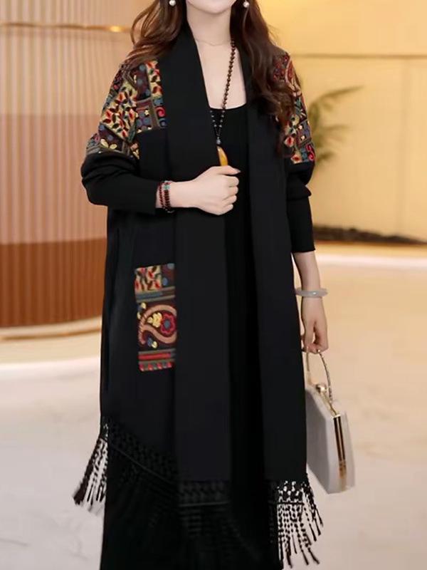Women's 2025 Fashion Jacquard Lapel Coat - Autumn Trend, Mother’s Wear, Foreign Style, Long Sleeve