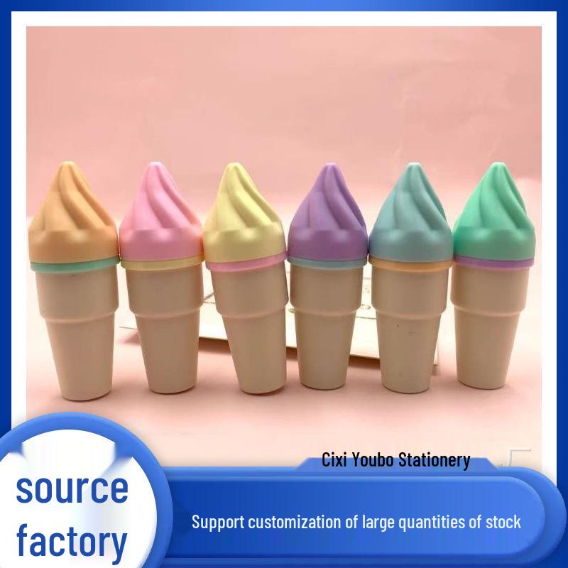 Macaron Color Fluorescent Ice Cream Cone Highlighter - XYH-1708 (February Stock) Chisel Tip