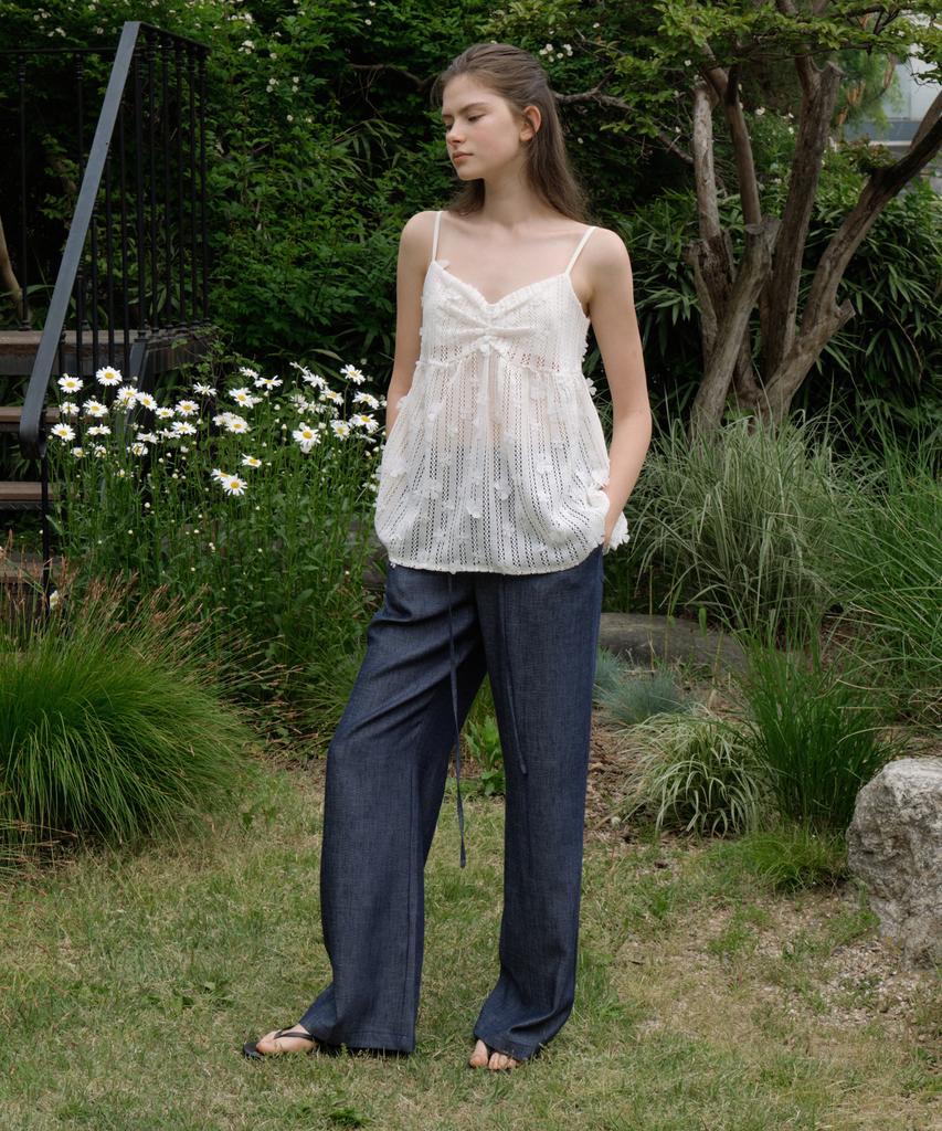 REORG Gir Wide Denim Like Pants Blue