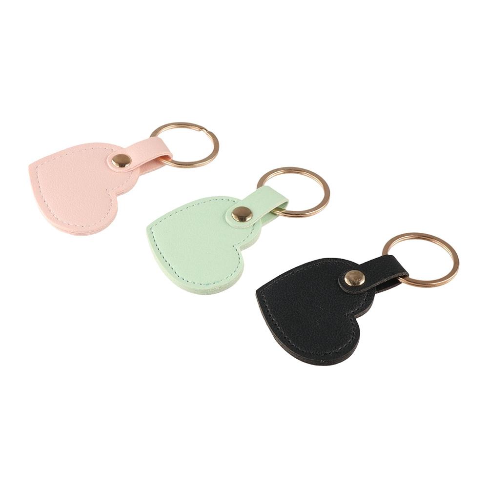 Fashion Leather Heart Keyring Simple Colorful Pendant Charm Heart Shape Keychain  Birthday Gift