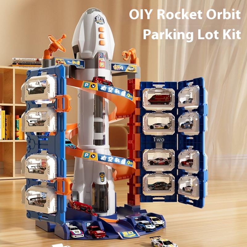 Rocket Parking Lot Children's Educational Toys Boys Birthday Gifts Sound Light Electric Elevator Slide