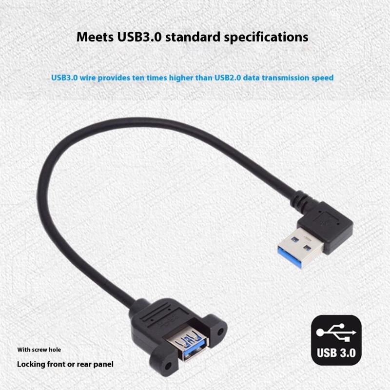 Fast Speed 5Gbps USB 3.0 Extension Cable Right Angle/Straight Head Adapter Male to Female Secure Mounting Ears Design