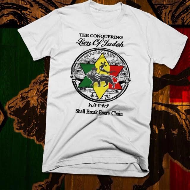 Reggae t-shirt Haile Selassie Rastafari Jamaican Ethiopian African Lion of judah L