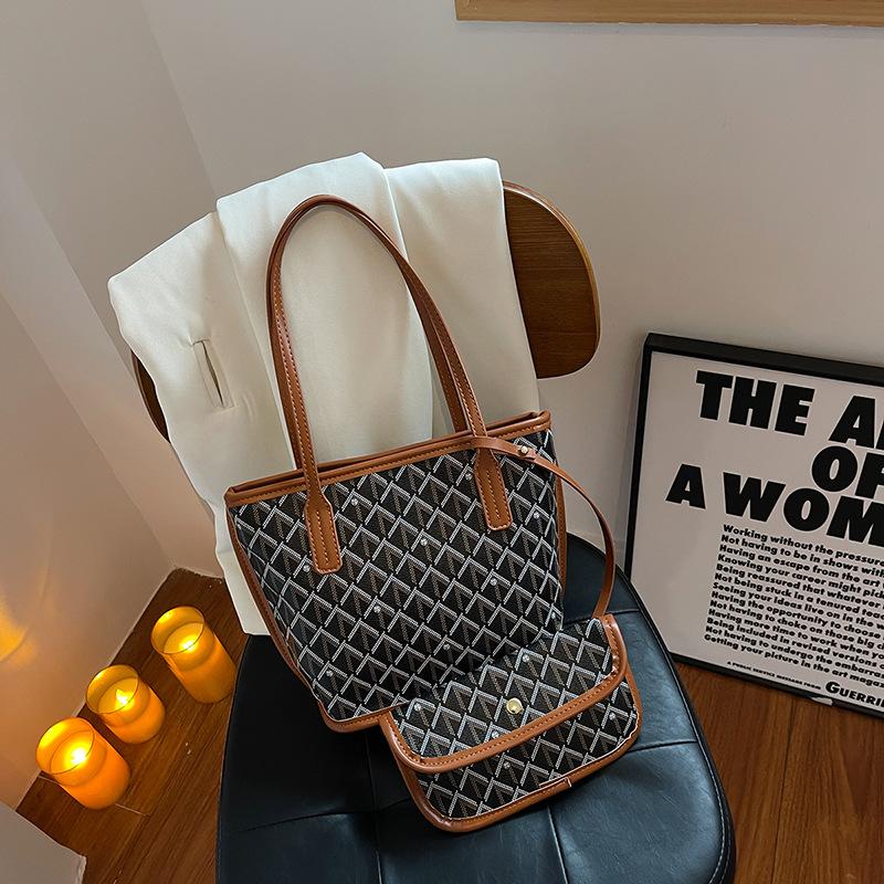 New style fashion dog tooth shopping bag large capacity tote bag shoulder handbag women's bag