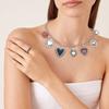 Fashionable Gothic Chunkies Chain Necklace With Flaming Heart Charm and Evil Eyes Pendant for Halloween Jewelry
