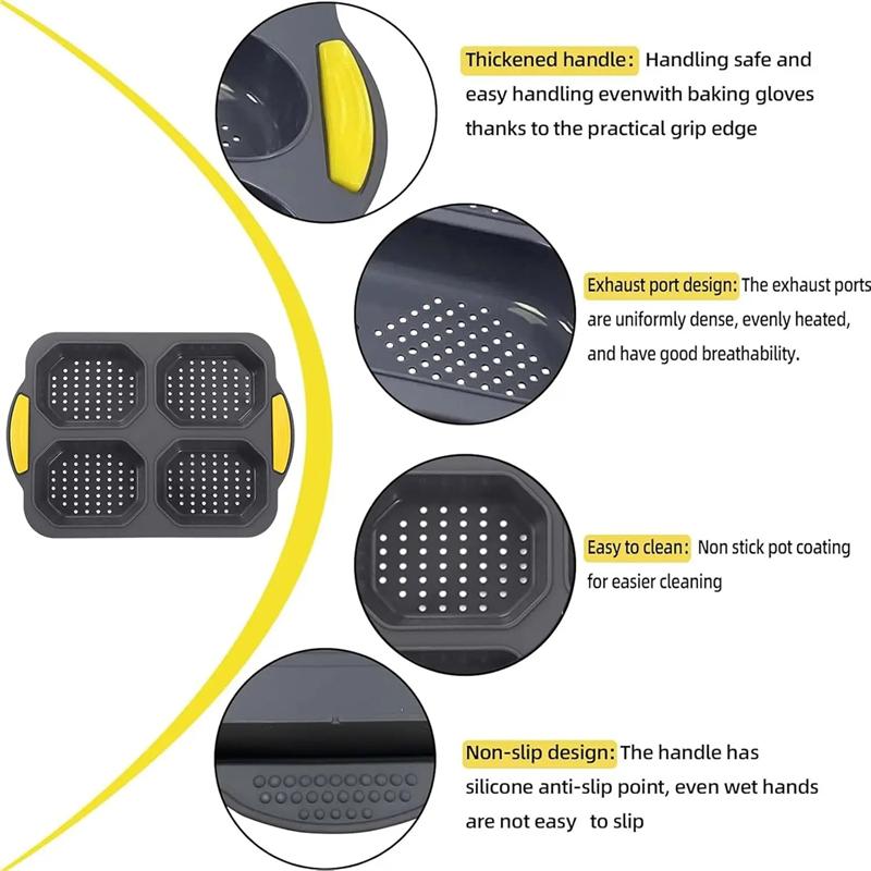 Baking Mould Restaurant Hamburger Bun Silicone Mold Foldable Reusable Bread Pan Heat Resistance DIY Kitchen Tool Accessories