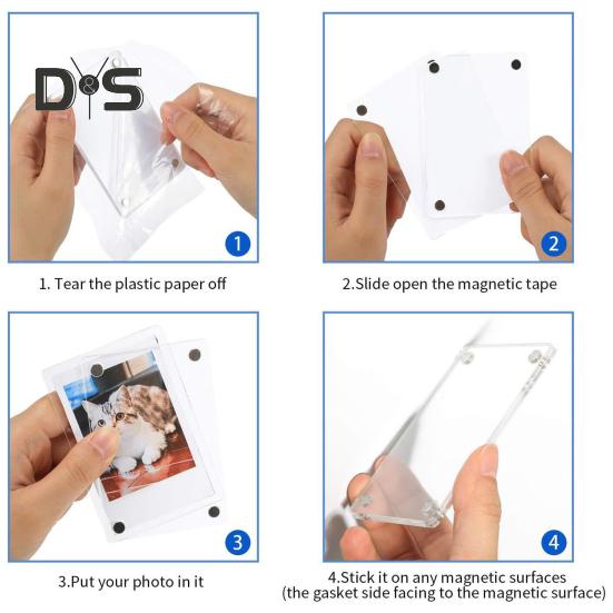 12Pcs Magnetic Photo Frame Refrigerator Magnet Double-sided Clear Acrylic Family Picture Display Frame Home Office Fridge Decoration Photo Holder