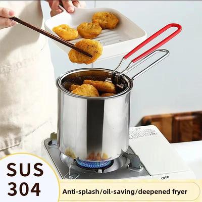 Mini Poêle Multifonctionnelle en Acier Inoxydable 304 avec Filtre Économiseur d'Huile pour Aliments Frits