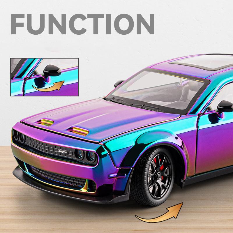 1/24 Dodge Challenger Hellcat SRT Electroplating Version Alloy Scale Car Model Diecast Metal Sound and Light Children Toy Car Vehicles