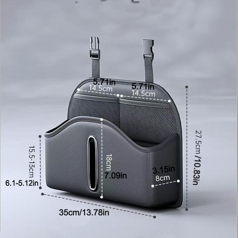 Car Seat Back Tissue Storage Bag Leather Multi-function Auto Backseat Organizer Hanging Cup Holder Umbrella Phone Pockets