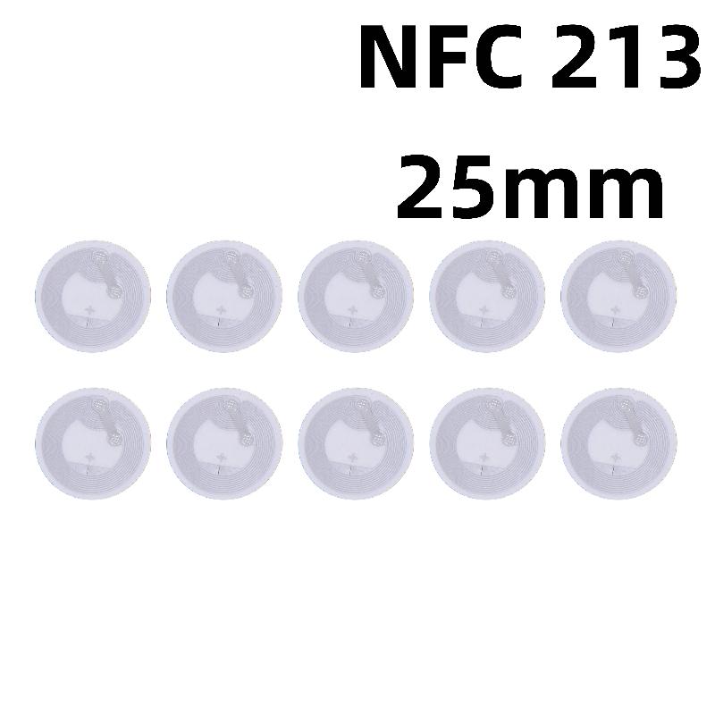 10 шт. RFID-меток-стикеров Ntag215 NFC-метка 13,56 МГц Iso14443A Стикер для телефона Доступен RFID-клейкий стикер NFC 213 25mm 10pcs